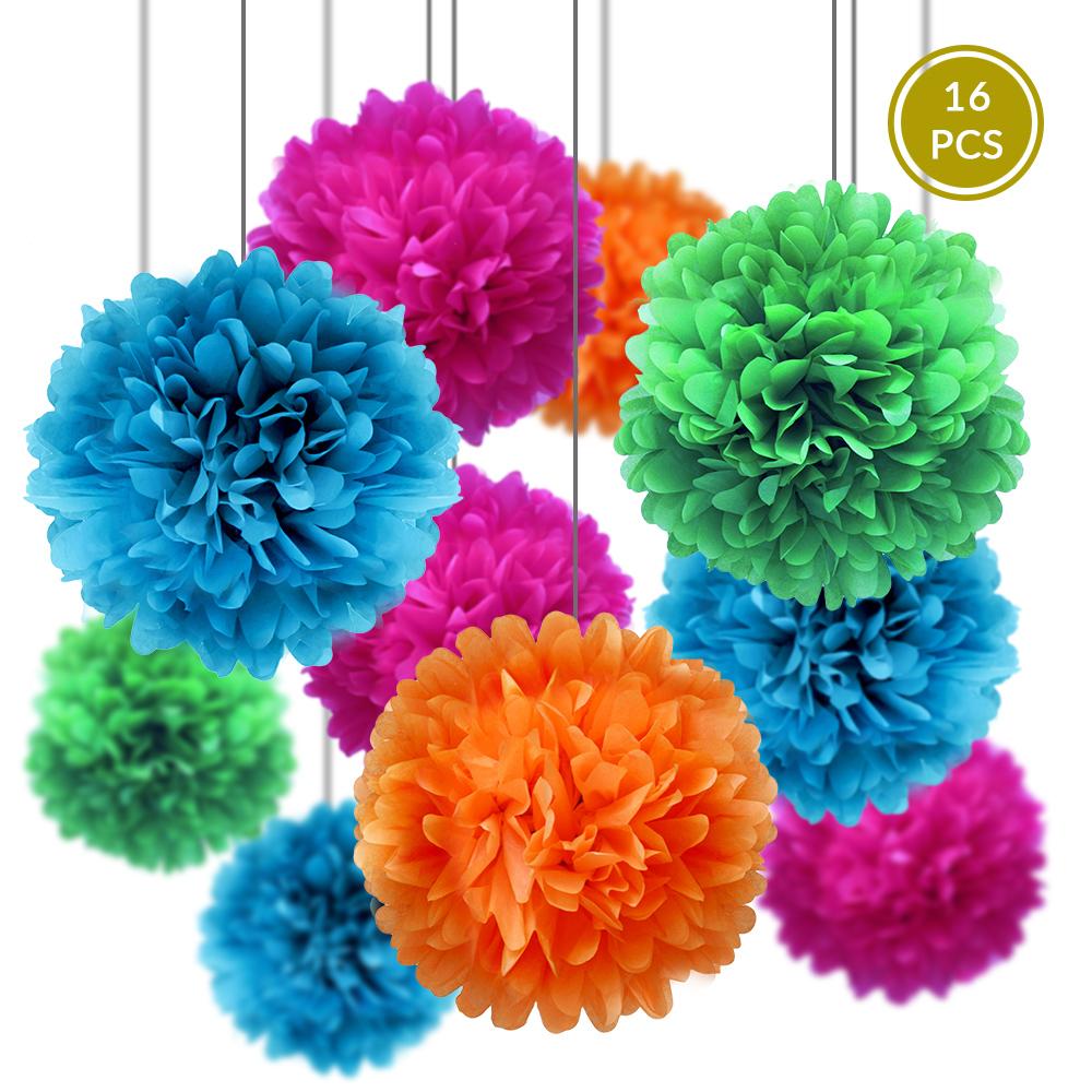 Summer Celebration Party Pack Tissue Paper Pom Pom Combo Set (16 pc Set) - AsianImportStore.com - B2B Wholesale Lighting and Decor