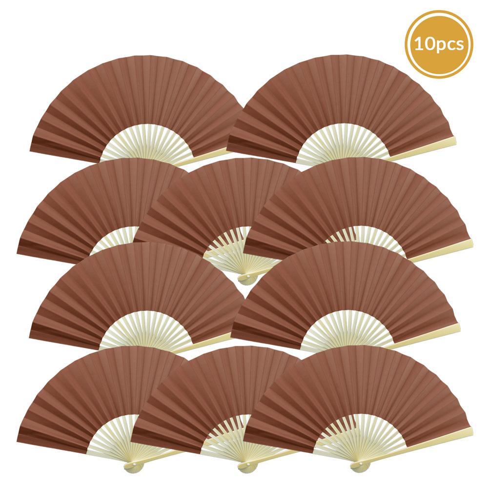 9" Brown Paper Hand Fans for Weddings, Premium Paper Stock (100 PACK) - AsianImportStore.com - B2B Wholesale Lighting and Décor