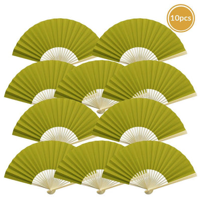 9" Chartreuse Paper Hand Fans for Weddings, Premium Paper Stock (100 PACK) - AsianImportStore.com - B2B Wholesale Lighting and Décor