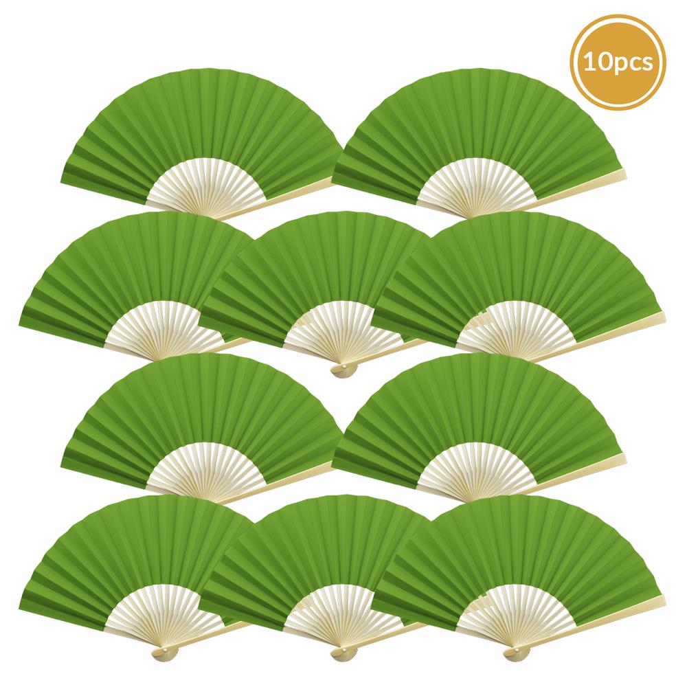9" Grass Greenery Paper Hand Fans for Weddings, Premium Paper Stock (10 Pack) - AsianImportStore.com - B2B Wholesale Lighting and Decor