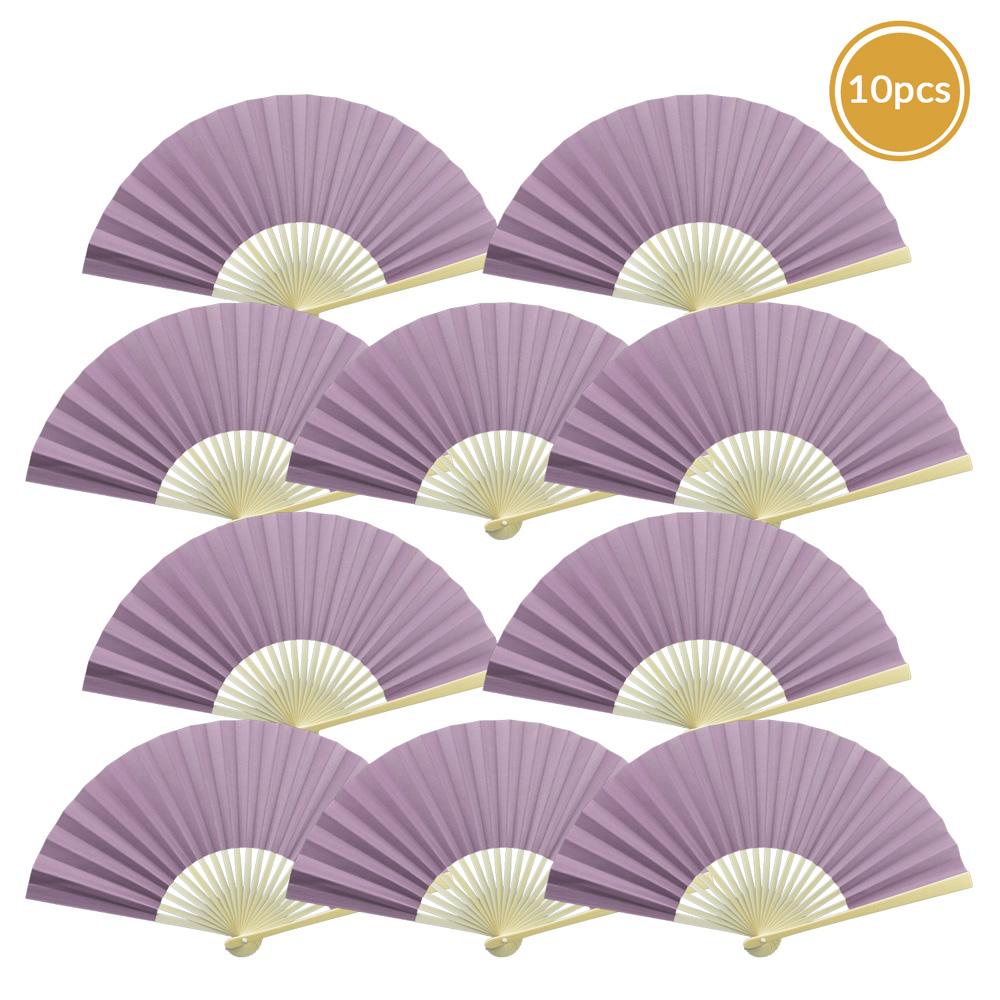 9" Lavender Paper Hand Fans for Weddings, Premium Paper Stock (10 Pack) - AsianImportStore.com - B2B Wholesale Lighting and Decor