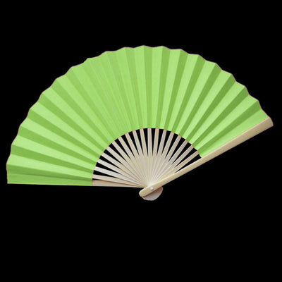 9" Light Lime Green Paper Hand Fans for Weddings, Premium Paper Stock (10 Pack) - AsianImportStore.com - B2B Wholesale Lighting and Decor