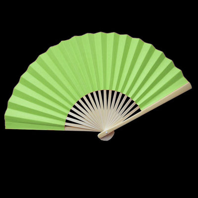 9" Light Lime Green Paper Hand Fans for Weddings, Premium Paper Stock (10 Pack) - AsianImportStore.com - B2B Wholesale Lighting and Decor