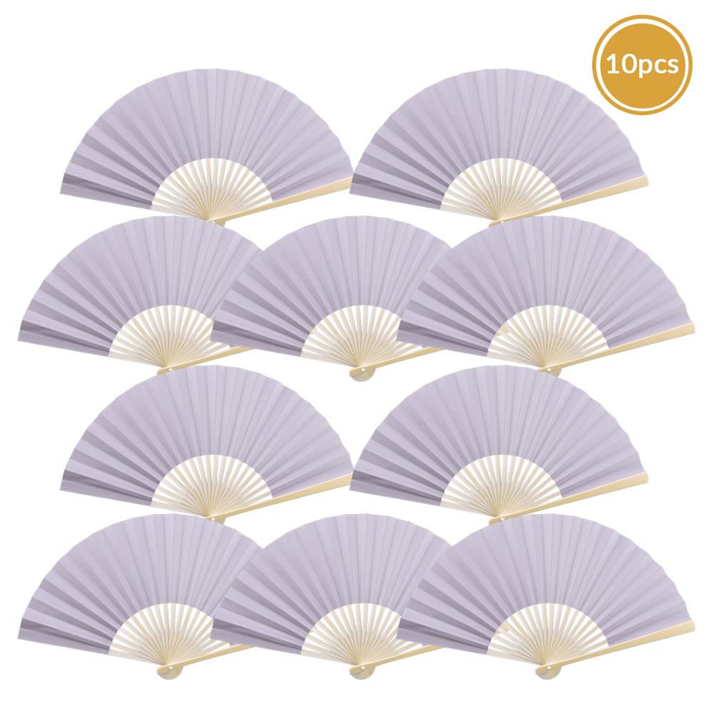 9" Periwinkle Lavender Paper Hand Fans for Weddings, Premium Paper Stock (10 PACK) - AsianImportStore.com - B2B Wholesale Lighting and Decor