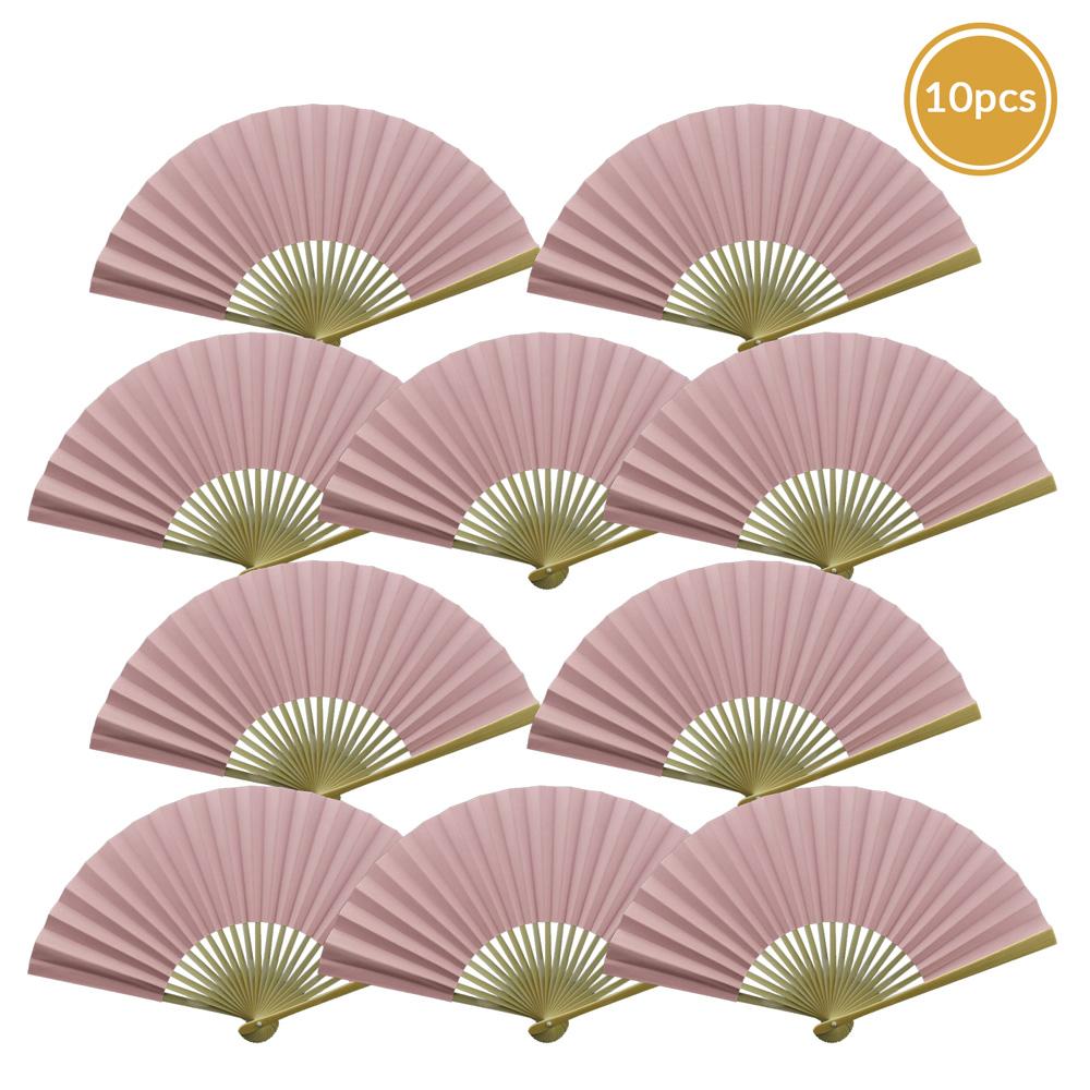 9" Pink Paper Hand Fans for Weddings, Premium Paper Stock (10 Pack) - AsianImportStore.com - B2B Wholesale Lighting and Decor