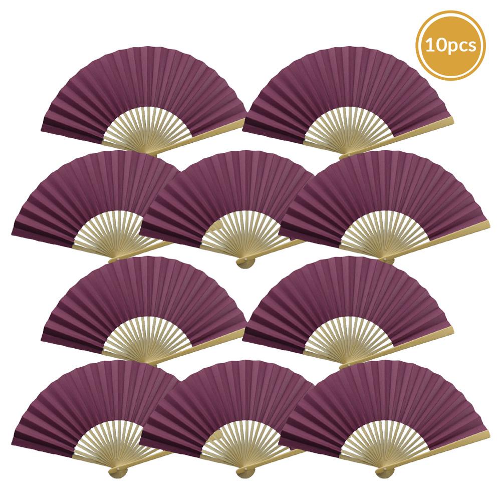 9" Violet Paper Hand Fans for Weddings, Premium Paper Stock (10 Pack) - AsianImportStore.com - B2B Wholesale Lighting and Decor