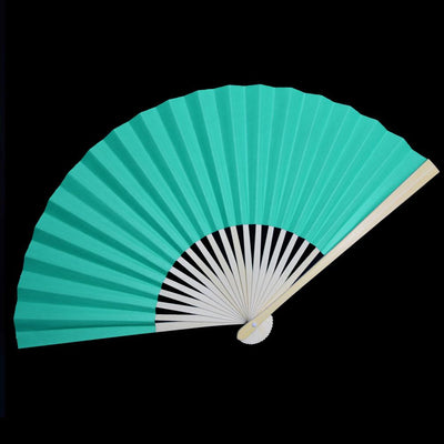 9" Water Blue Paper Hand Fans for Weddings, Premium Paper Stock (10 Pack) - AsianImportStore.com - B2B Wholesale Lighting and Decor