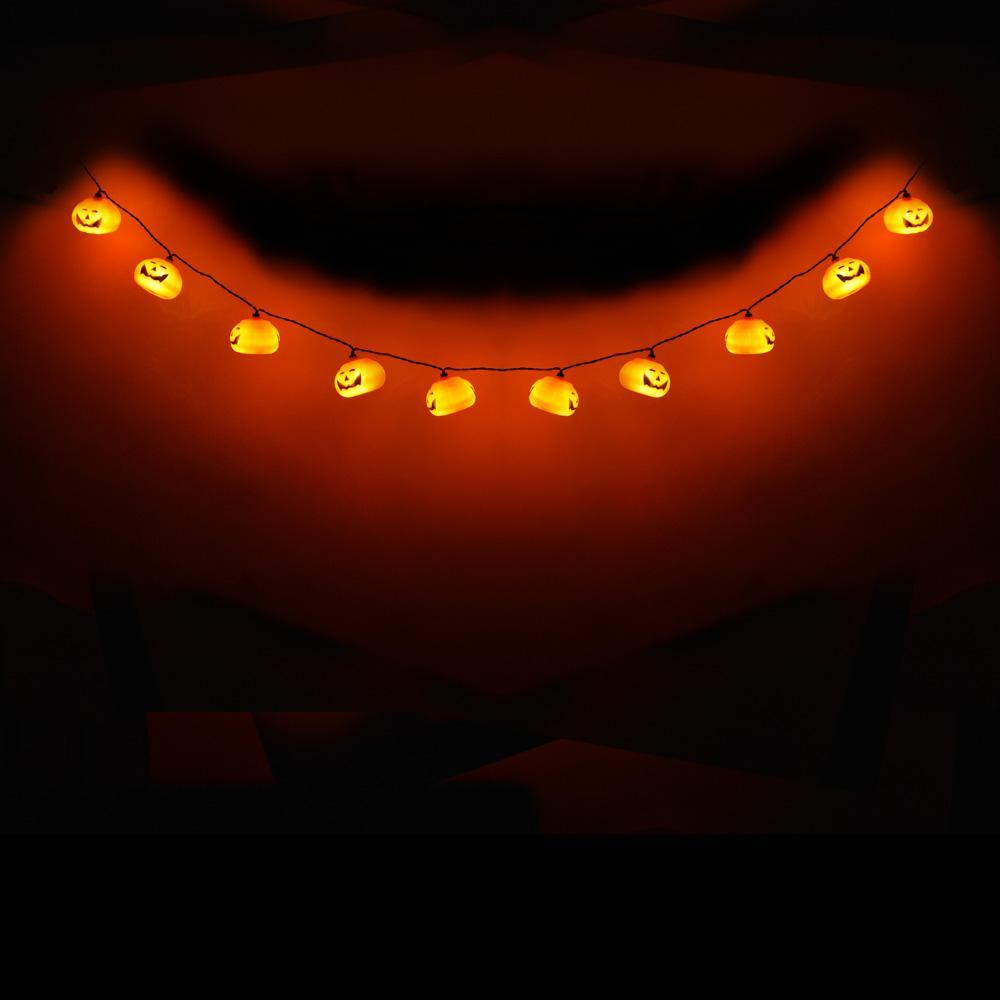 10 LED Jack-o-Lantern Pumpkin Halloween String Light, 5.5 FT Battery Operated Powered (24 PACK) - AsianImportStore.com - B2B Wholesale Lighting and Décor