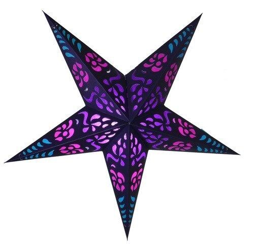 3-PACK + Cord | Purple Punch 24" Illuminated Paper Star Lanterns and Lamp Cord Hanging Decorations - AsianImportStore.com - B2B Wholesale Lighting and Decor