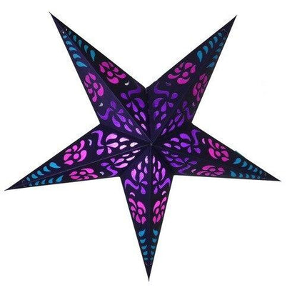 3-PACK + Cord | Purple Punch 24" Illuminated Paper Star Lanterns and Lamp Cord Hanging Decorations - AsianImportStore.com - B2B Wholesale Lighting and Decor