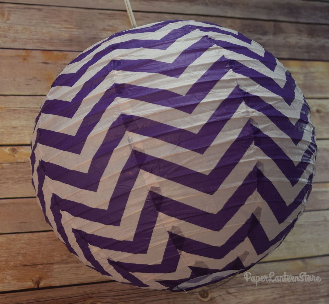 14" Purple Chevron Paper Lantern, Even Ribbing, Hanging Decoration (100 PACK) - AsianImportStore.com - B2B Wholesale Lighting and Décor