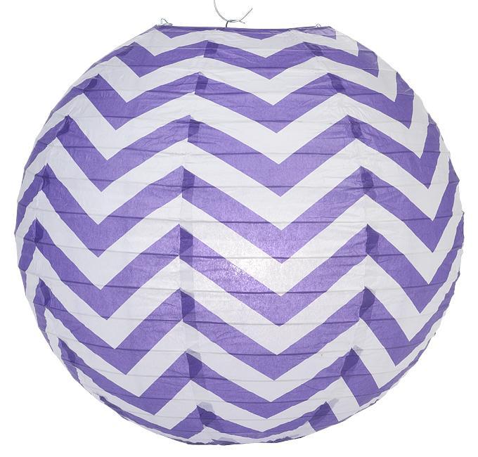 14" Purple Chevron Paper Lantern, Even Ribbing, Hanging Decoration (100 PACK) - AsianImportStore.com - B2B Wholesale Lighting and Décor