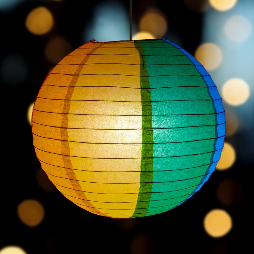 14" Rainbow Multi-Color Paper Lantern, Even Ribbing, Hanging Decoration - AsianImportStore.com - B2B Wholesale Lighting and Decor