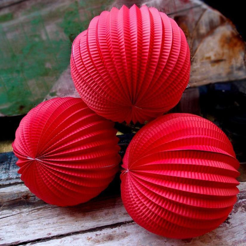 8" Red Accordion Paper Lantern Balls (102 PACK) - AsianImportStore.com - B2B Wholesale Lighting and Décor