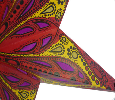 24" Red Exotic Dahlia Paper Star Lantern, Chinese Hanging Wedding & Party Decoration - AsianImportStore.com - B2B Wholesale Lighting and Decor