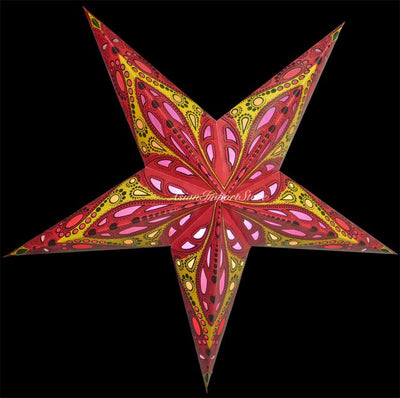 24" Red Exotic Dahlia Paper Star Lantern, Chinese Hanging Wedding & Party Decoration - AsianImportStore.com - B2B Wholesale Lighting and Decor