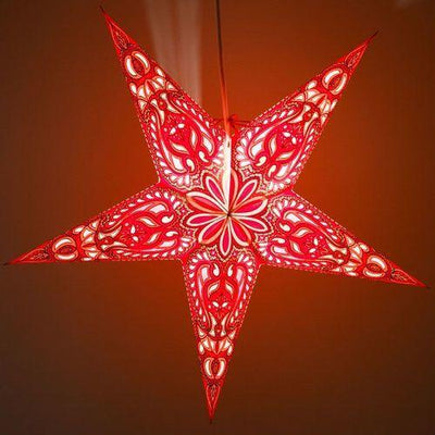3-PACK + Cord | Green Alaskan Glitter 24" Illuminated Paper Star Lanterns and Lamp Cord Hanging Decorations - AsianImportStore.com - B2B Wholesale Lighting and Decor