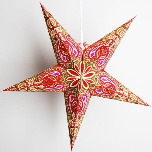 3-PACK + Cord | Green Alaskan Glitter 24" Illuminated Paper Star Lanterns and Lamp Cord Hanging Decorations - AsianImportStore.com - B2B Wholesale Lighting and Decor