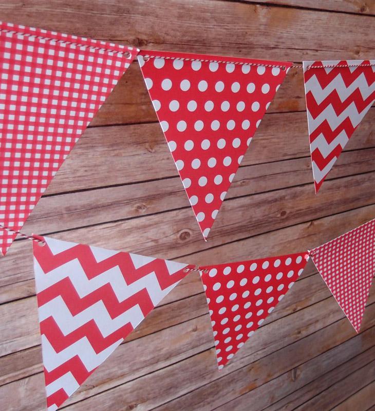 Red Mix Pattern Triangle Flag Pennant Banner (11FT) - AsianImportStore.com - B2B Wholesale Lighting and Decor