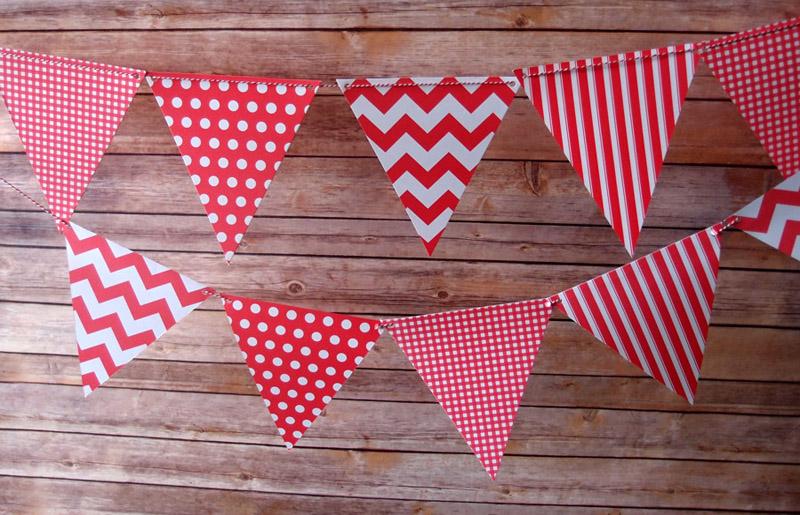 Red Mix Pattern Triangle Flag Pennant Banner (11FT) - AsianImportStore.com - B2B Wholesale Lighting and Decor