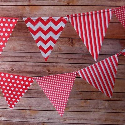 Red Mix Pattern Triangle Flag Pennant Banner (11FT) - AsianImportStore.com - B2B Wholesale Lighting and Decor