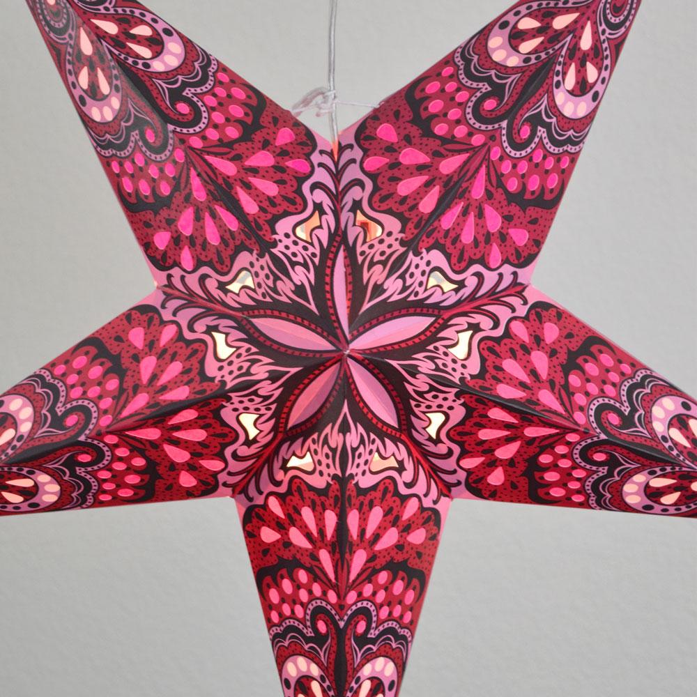 24" Red Pink Rain Paper Star Lantern, Hanging - AsianImportStore.com - B2B Wholesale Lighting and Decor