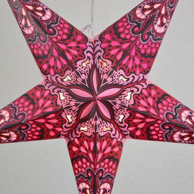 24" Red Pink Rain Paper Star Lantern, Hanging - AsianImportStore.com - B2B Wholesale Lighting and Decor