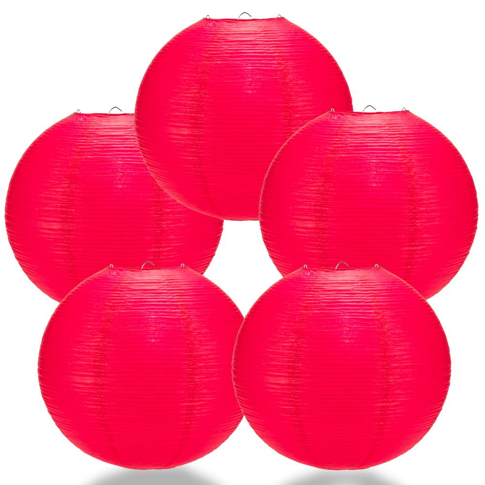 5 PACK | 12" Red Fine Line Premium Even Ribbing Paper Lanterns - AsianImportStore.com - B2B Wholesale Lighting and Decor
