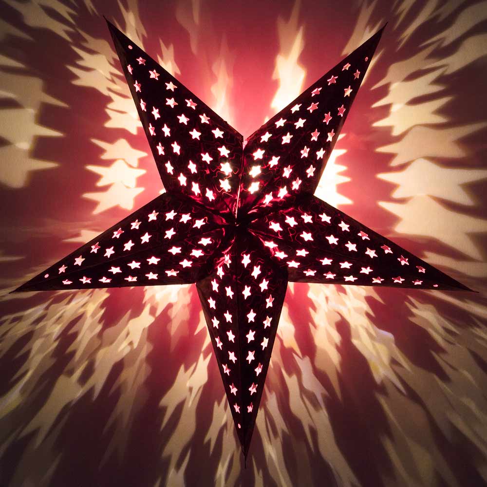 24" Red Prismatic Paper Star Lantern, Hanging Decoration - AsianImportStore.com - B2B Wholesale Lighting and Decor