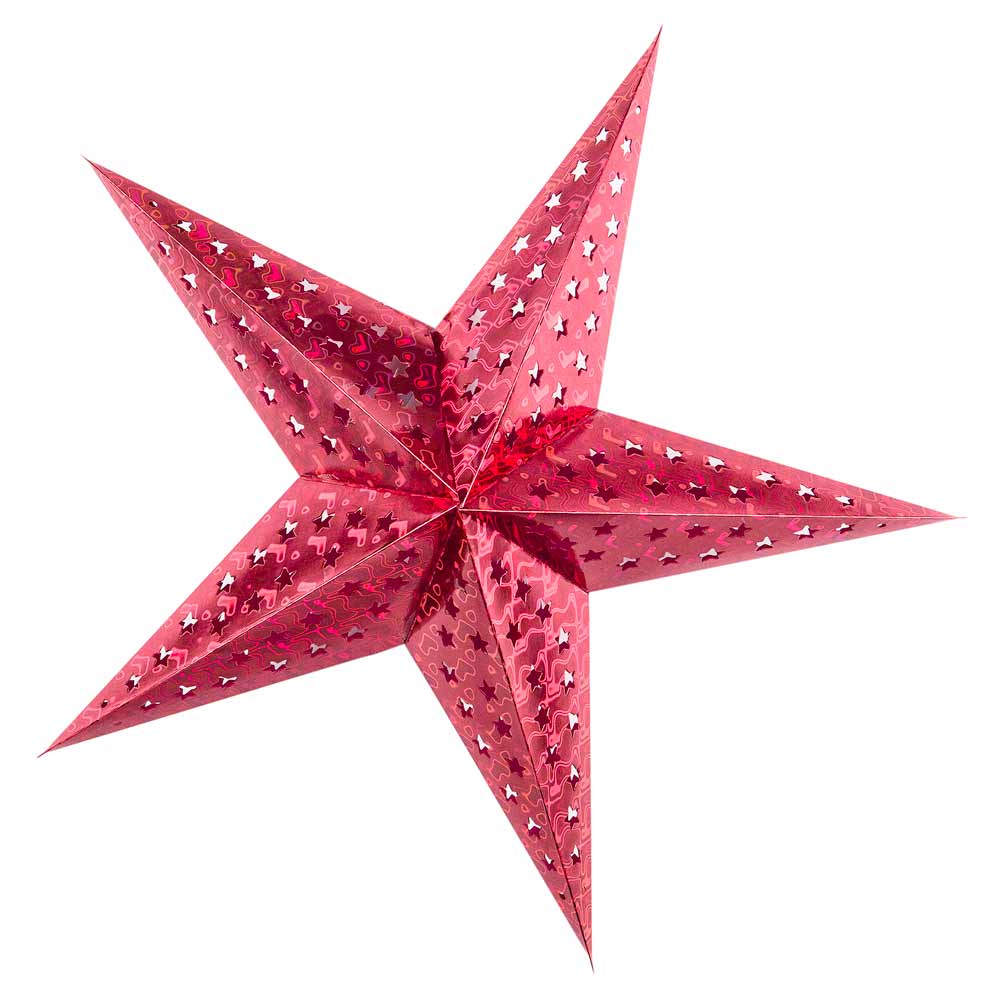 24" Red Prismatic Paper Star Lantern, Hanging Decoration - AsianImportStore.com - B2B Wholesale Lighting and Decor