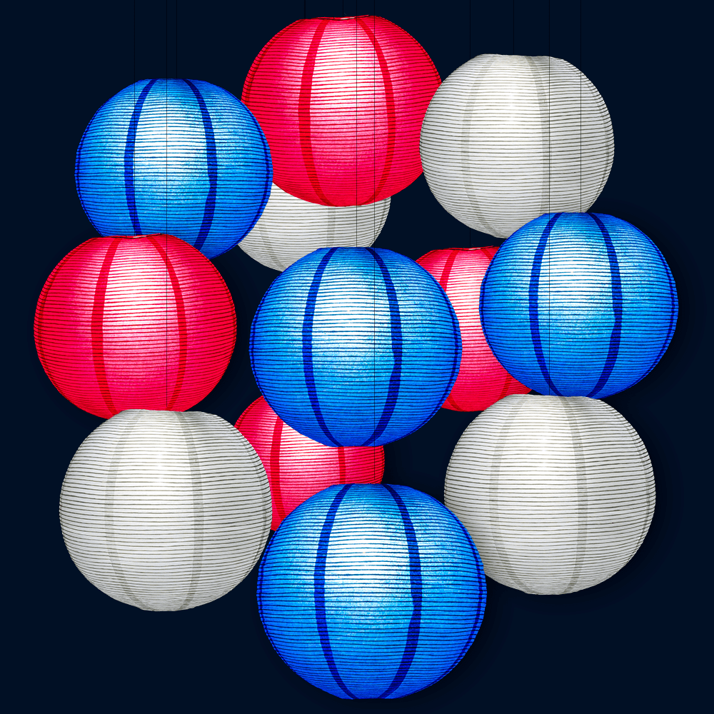 Red white and blue outlet paper lanterns