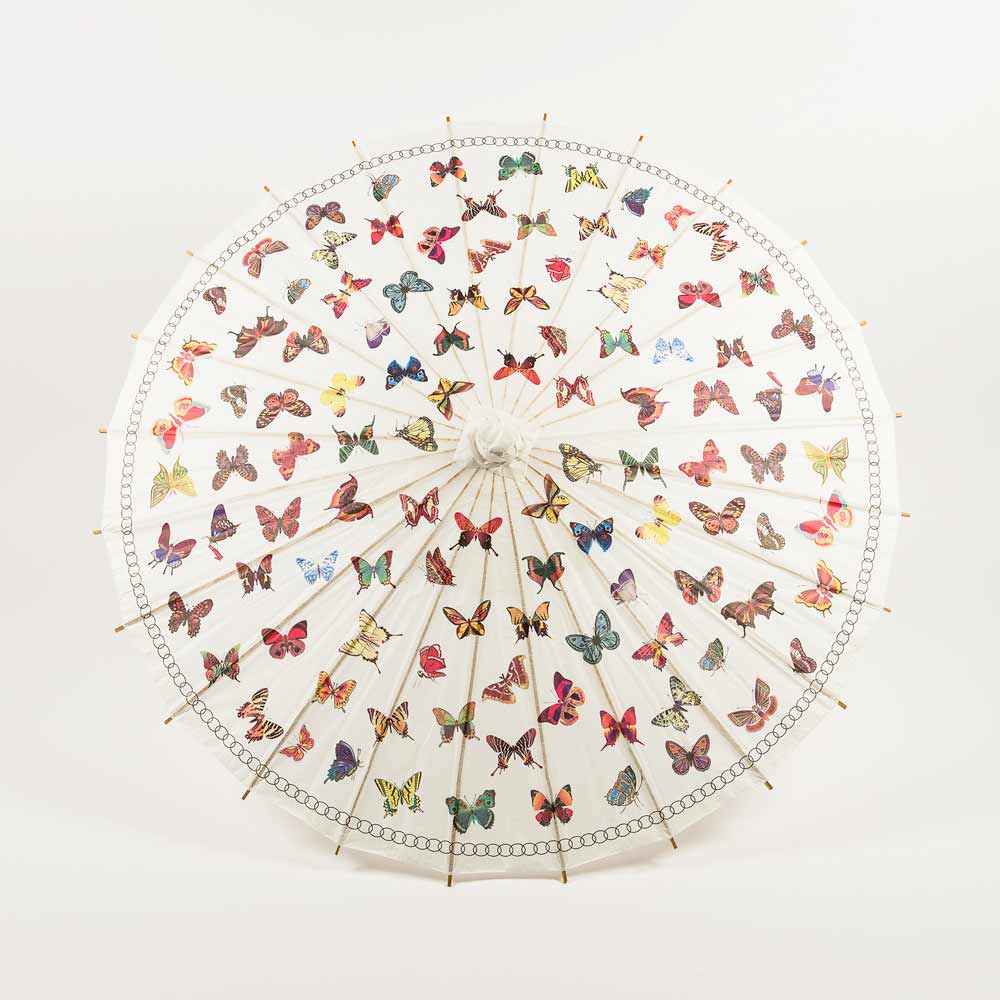 32" Butterflies Parasol Umbrella, Premium Nylon with Elegant Handle