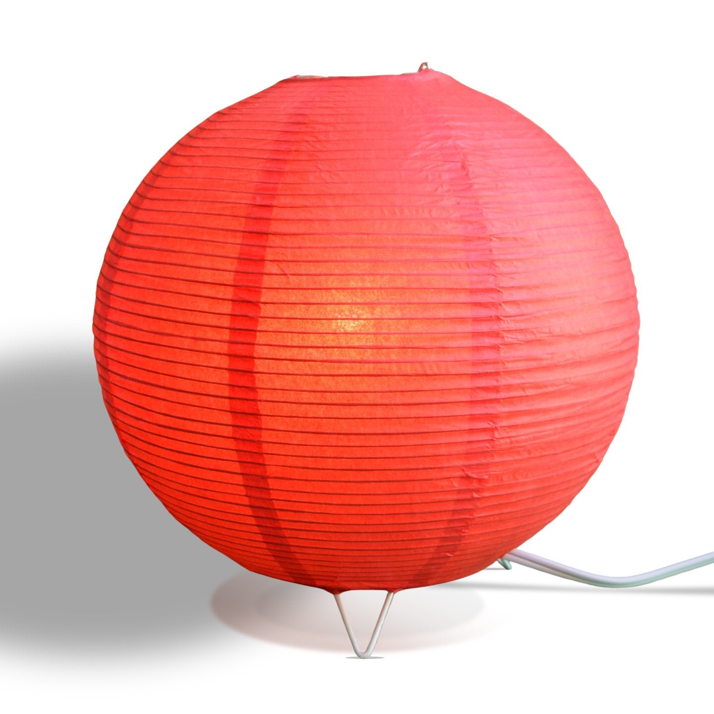 Red Corded Round Table Top Lantern Lamp Kit w/ Light Bulb, Fine Lines - AsianImportStore.com - B2B Wholesale Lighting and Decor