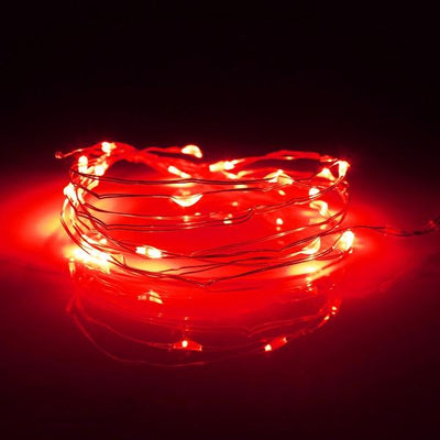 7.5 FT | 20 LED Battery Operated Red Fairy String Lights With Silver Wire - AsianImportStore.com - B2B Wholesale Lighting and Decor