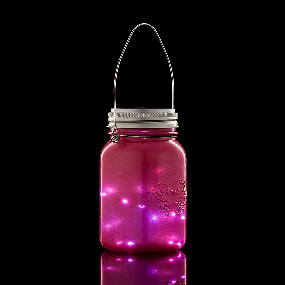  Fantado Regular Mouth Fuchsia / Hot Pink Mason Jar Luminaria Light w/ Hanging Cool White Fairy LED Kit - AsianImportStore.com - B2B Wholesale Lighting and Decor