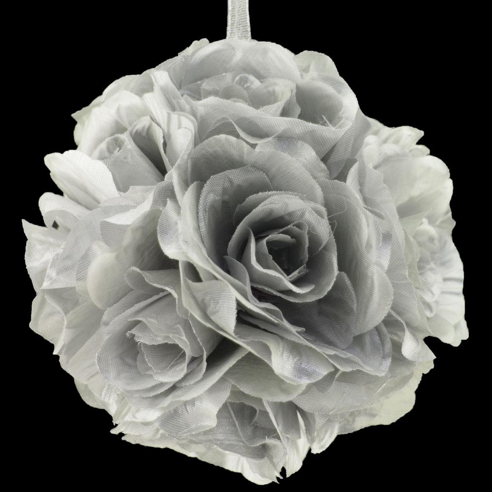  6" Silver Rose Flower Pomander Small Wedding Kissing Ball for Weddings and Decoration - AsianImportStore.com - B2B Wholesale Lighting and Decor