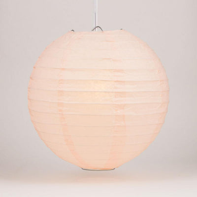 16" Rose Quartz Pink Round Paper Lantern, Even Ribbing, Chinese Hanging Decoration for Weddings and Parties - AsianImportStore.com - B2B Wholesale Lighting and Decor