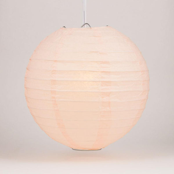 12" Rose Quartz Pink Round Paper Lantern, Even Ribbing, Chinese Hanging Decoration for Weddings and Parties - AsianImportStore.com - B2B Wholesale Lighting and Decor