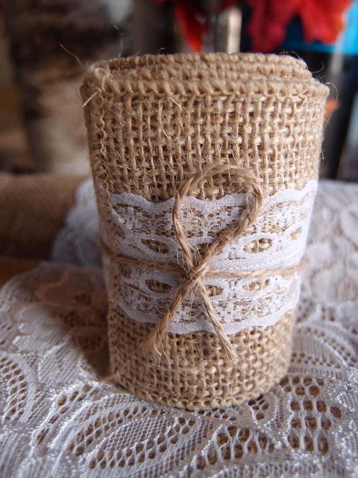 (Discontinued) (20 PACK) Burlap and Lace Style No.6 Fabric Wrap Roll (2.4 x 6 Ft)