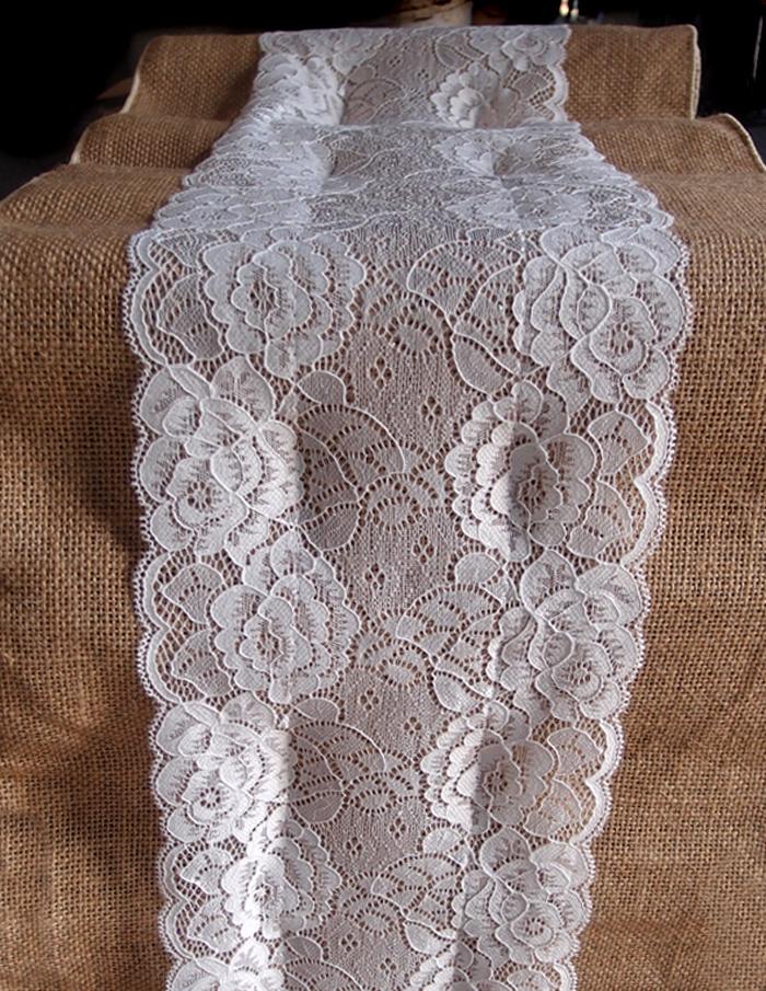 BLOWOUT (50 PACK) Vintage Burlap and Lace Style No.3 Table Runner (12 x 108)