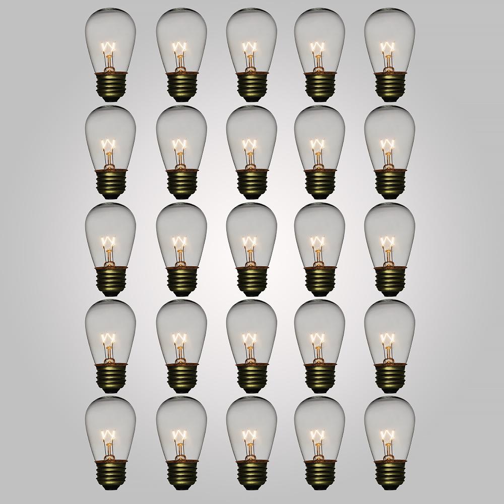 Clear 11-Watt Incandescent S14 Sign Replacement Light Bulbs, E26 Medium Base (25 PACK) - AsianImportStore.com - B2B Wholesale Lighting and Decor