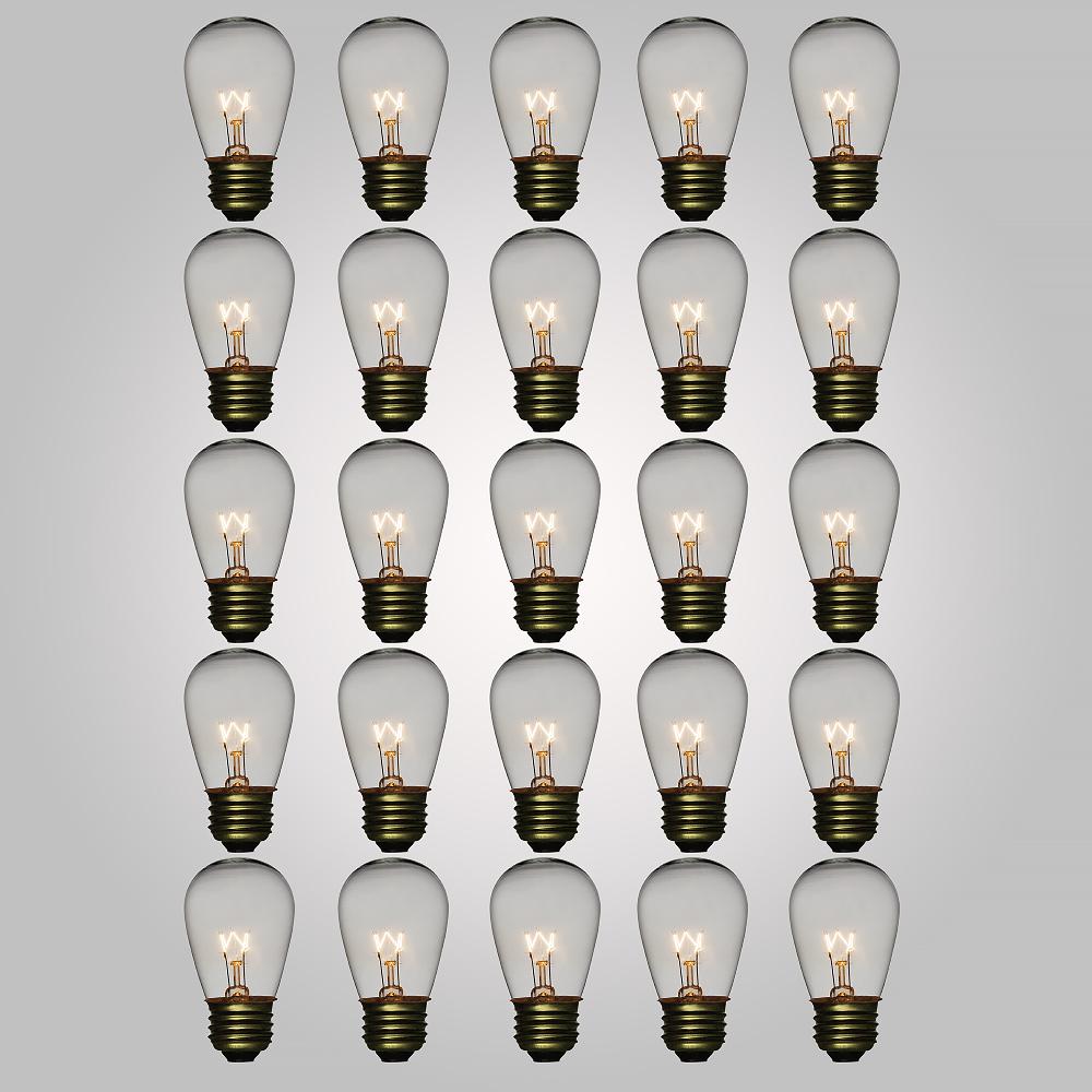Clear 11-Watt Incandescent S14 Sign Replacement Light Bulbs, E26 Medium Base (25 PACK) - AsianImportStore.com - B2B Wholesale Lighting and Decor