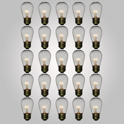 Clear 11-Watt Incandescent S14 Sign Replacement Light Bulbs, E26 Medium Base (25 PACK) - AsianImportStore.com - B2B Wholesale Lighting and Decor
