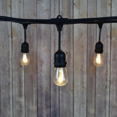 48-Foot  S14 LED Filament String Light Outdoor Commercial Weatherproof SJTW Suspended Cord Black, 15 Bulb, 7.5 Total Watts - AsianImportStore.com - B2B Wholesale Lighting and Decor