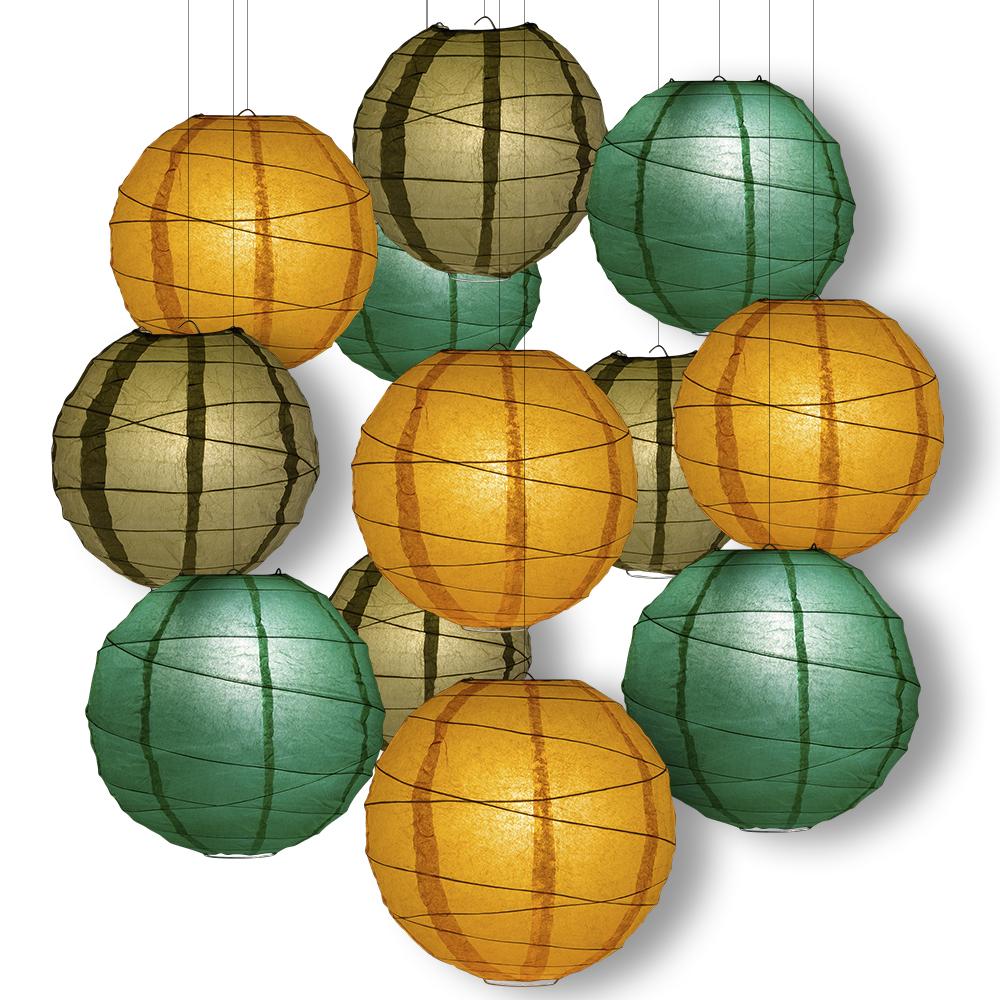 Saint Patricks Day Celebration Party Pack Crisscross Ribbed Paper Lantern Combo Set (12 pc Set) - AsianImportStore.com - B2B Wholesale Lighting and Decor