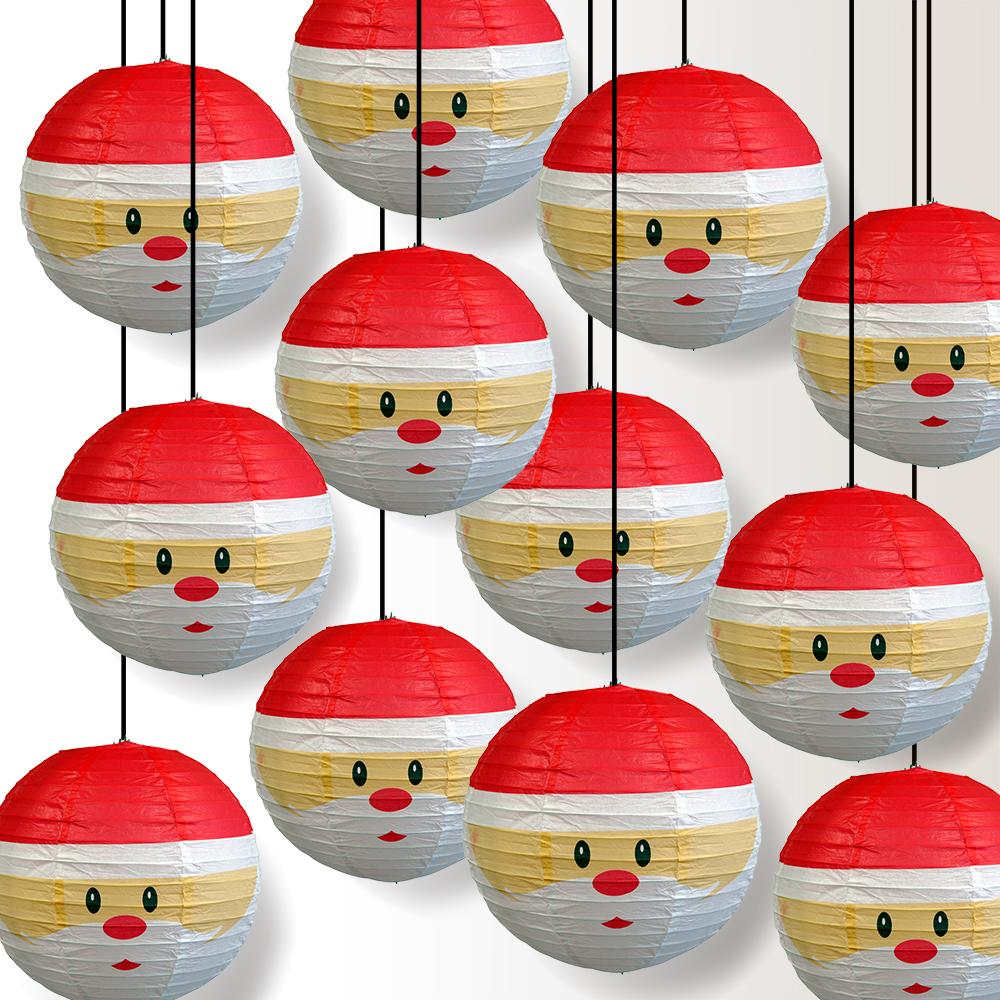 12 PACK | 14" Santa Claus Christmas Holiday Paper Lantern - AsianImportStore.com - B2B Wholesale Lighting and Decor
