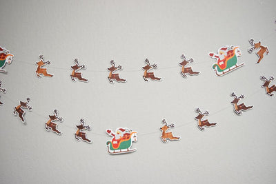 Full Color Santa's Reindeer Sleigh Christmas Holiday Party Paper Garland Banner (13FT) - AsianImportStore.com - B2B Wholesale Lighting and Decor