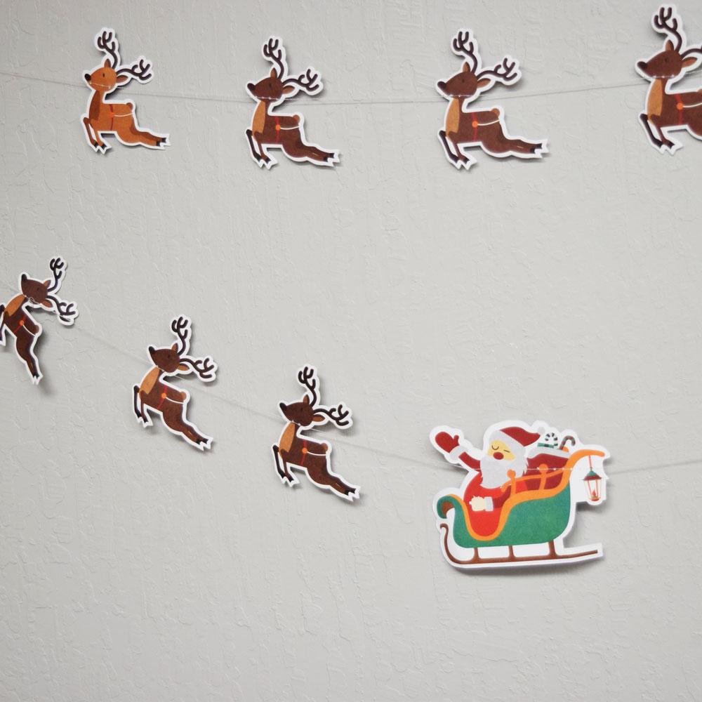  Full Color Santa's Reindeer Sleigh Christmas Holiday Party Paper Garland Banner (13FT) - AsianImportStore.com - B2B Wholesale Lighting and Decor
