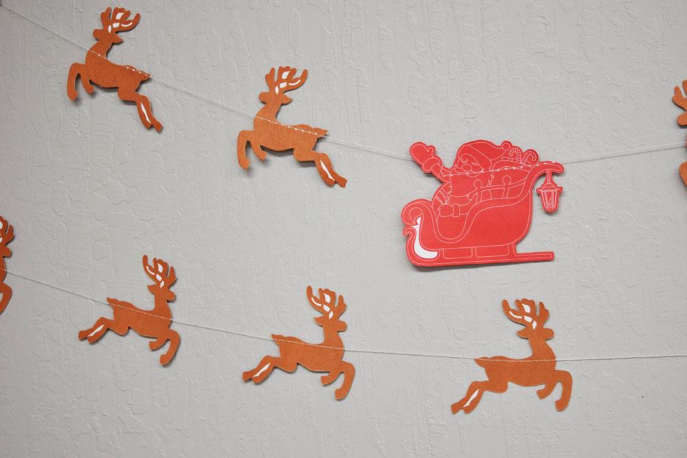  Red / Brown Santa's Reindeer Sleigh Christmas Holiday Party Paper Garland Banner (11FT) - AsianImportStore.com - B2B Wholesale Lighting and Decor