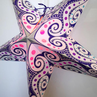 24" Lavender Purple Mouri Paper Star Lantern, Hanging